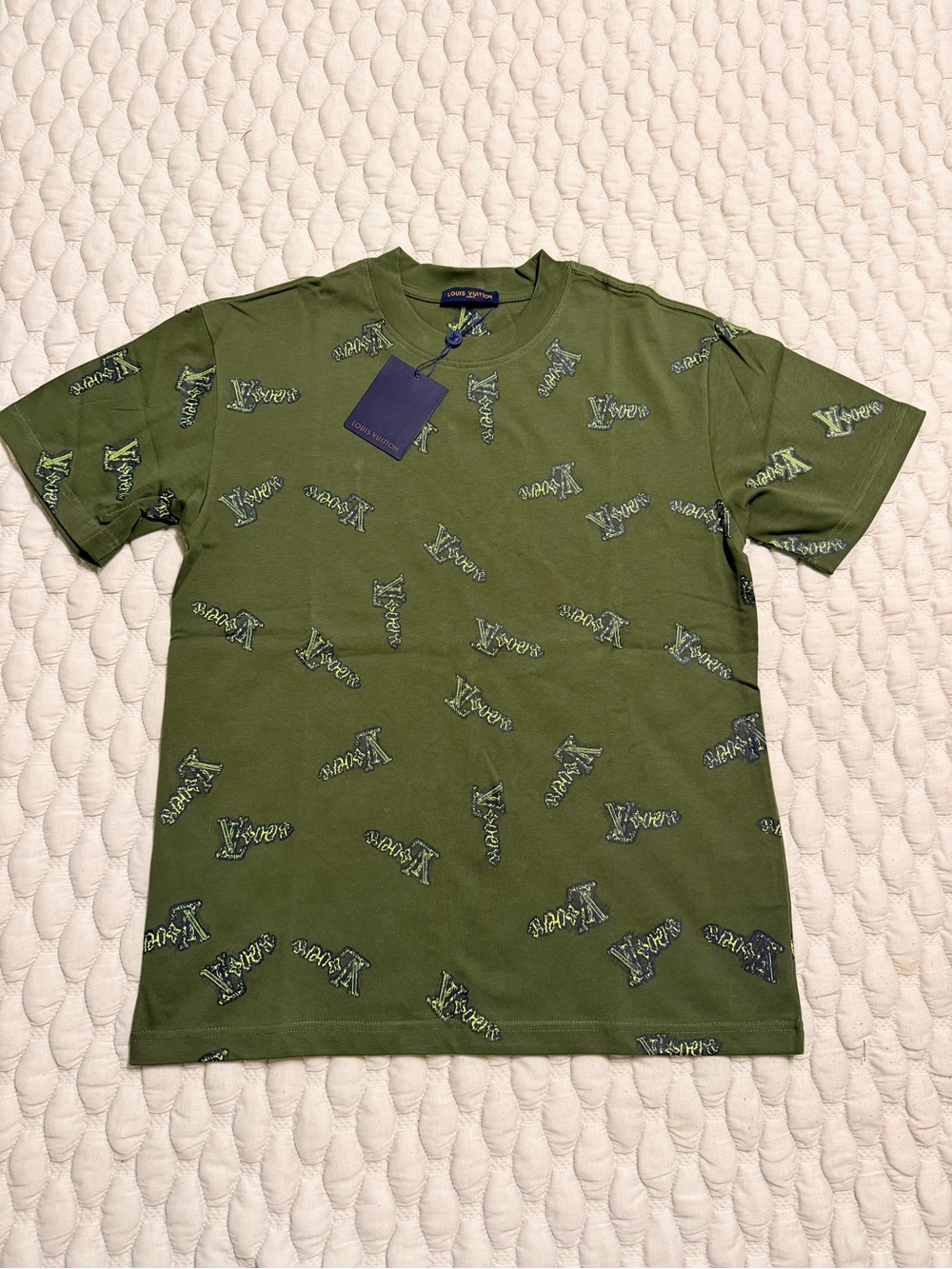 Louis Vuitton Olive Green Printed Crewneck T-Shirt